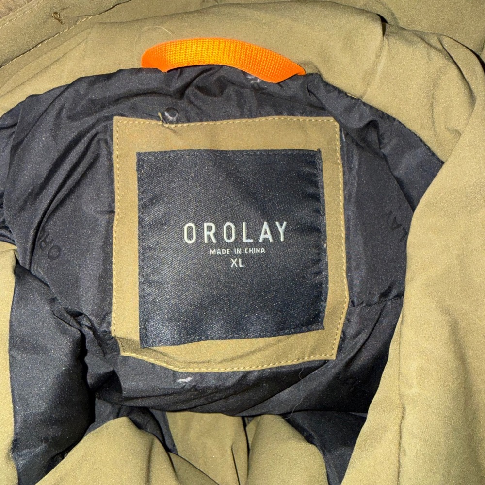 Orolay Down Parka Women XL Green Good Faux Fur Trim Hooded Winter Puffer Coat - Picture 6 of 7